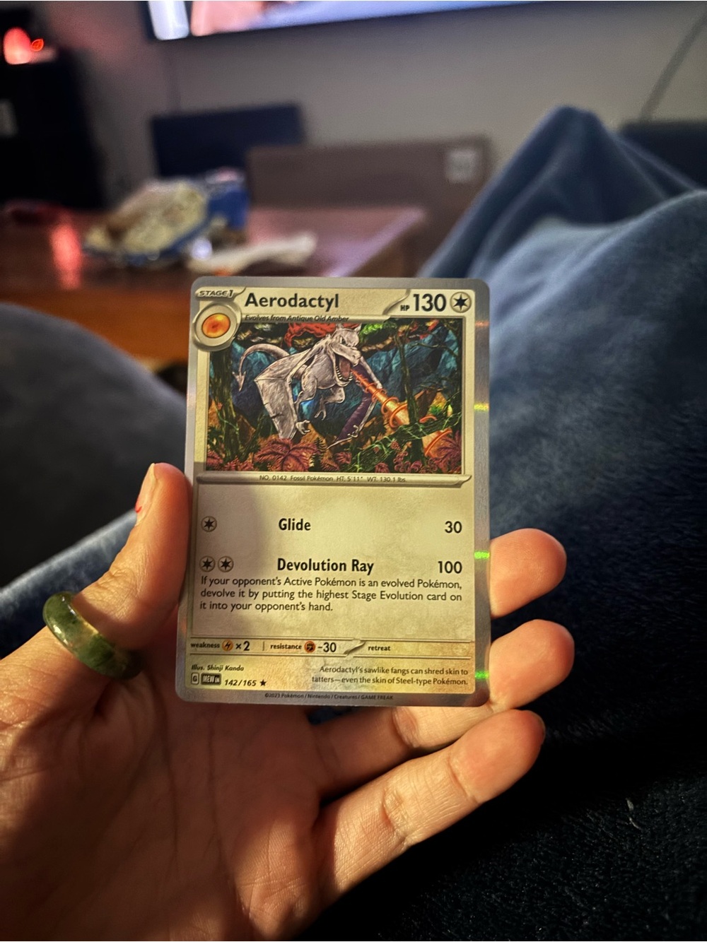 Pokemon Aerodactyl Holofoil Trading Card - White, Brown, Green